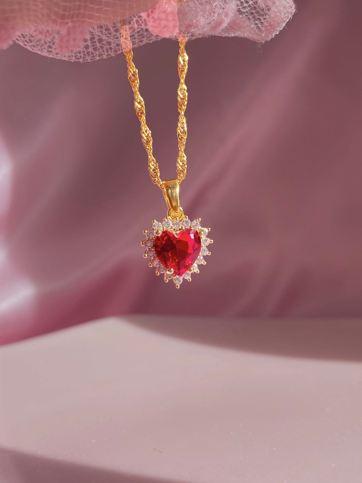 Inspired Lana Del Red Heart Necklace LDR Style Red Heart Necklace