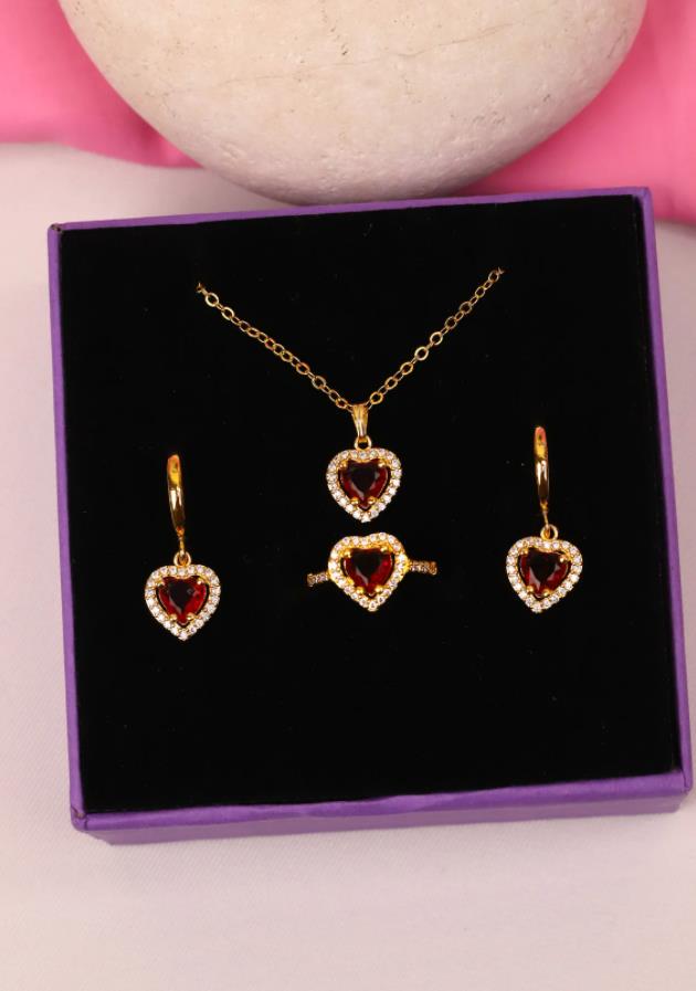 Lana Del Heart Necklace Sets, Lana LDR Heart Necklace + Earrings + Ring