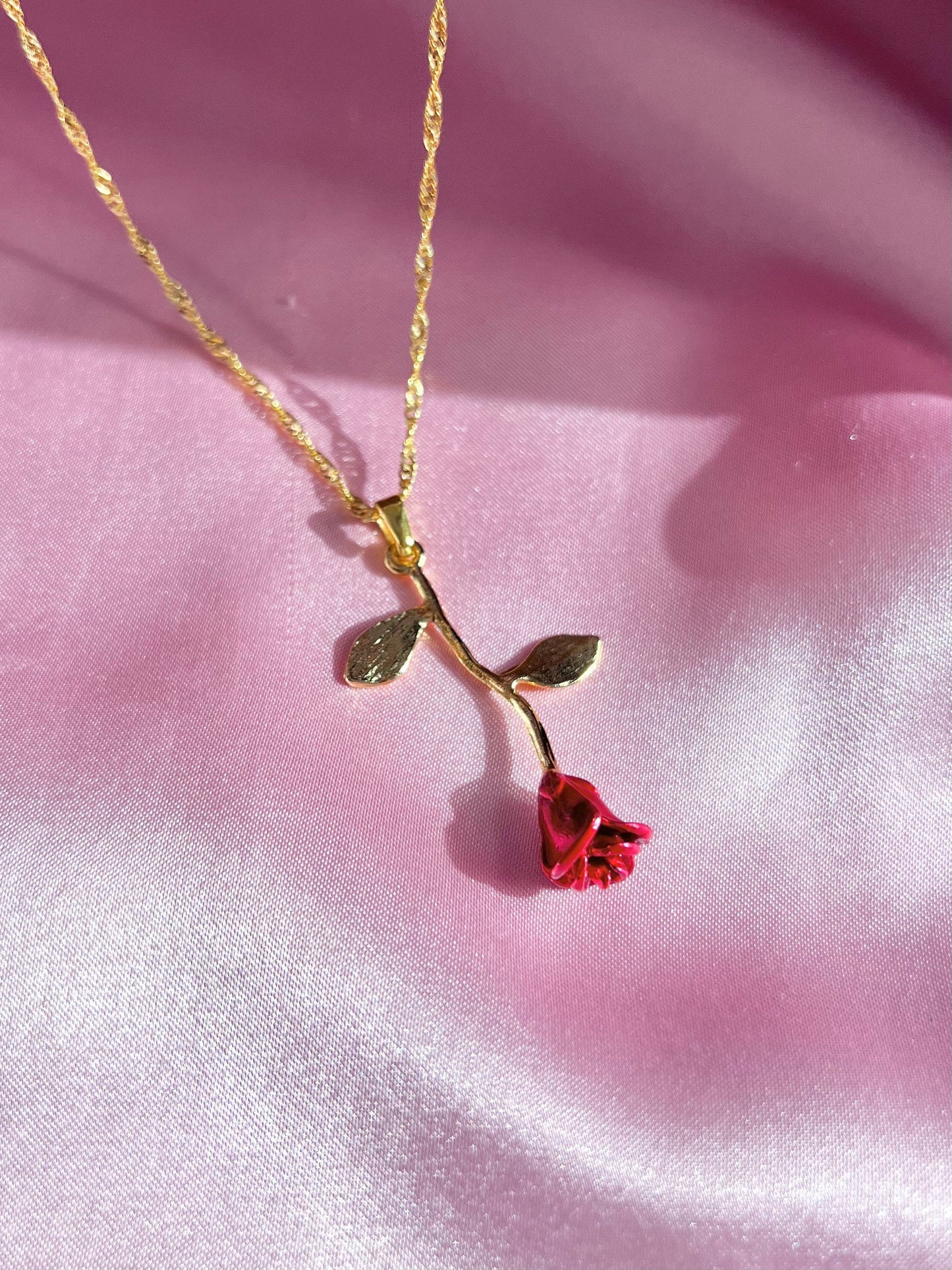 Princess Belle Rose Necklace Gold Plated