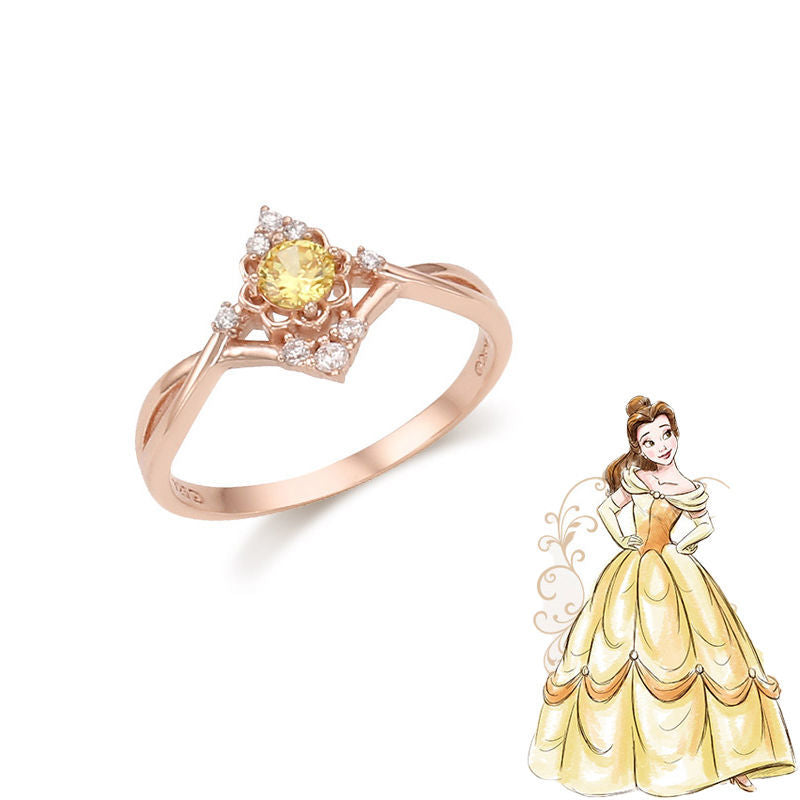 Princess Belle Ring Inspired Enchanted Rose Inside Glass Dome
