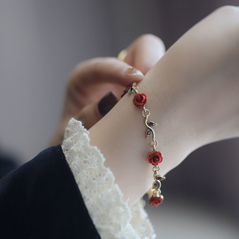Princess Belle Rose Bracelet Inspired Enchanted Red Rose