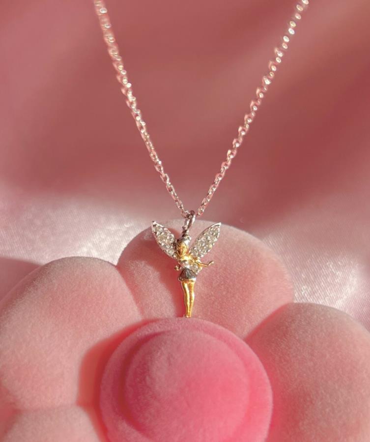 Tinkerbell Necklace, Peter Pan Tinker Bell Necklace, Fairy Minimalist Necklace Gift for lover