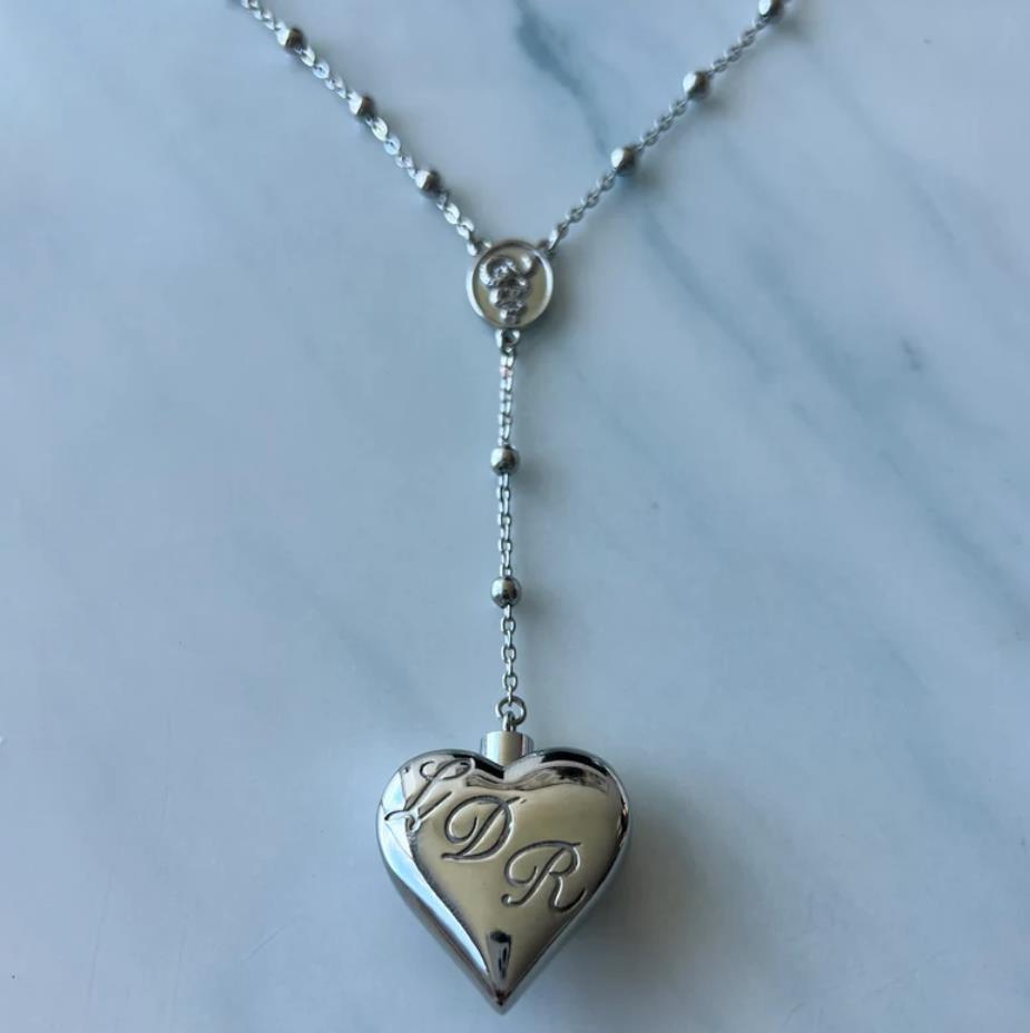 Lana Del Style Heart Necklace LDR Neclace Locket Silver Necklace 18 inches